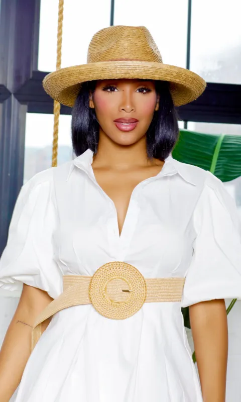Circle Straw Buckle Belt - TAN sold by Cutely Covered