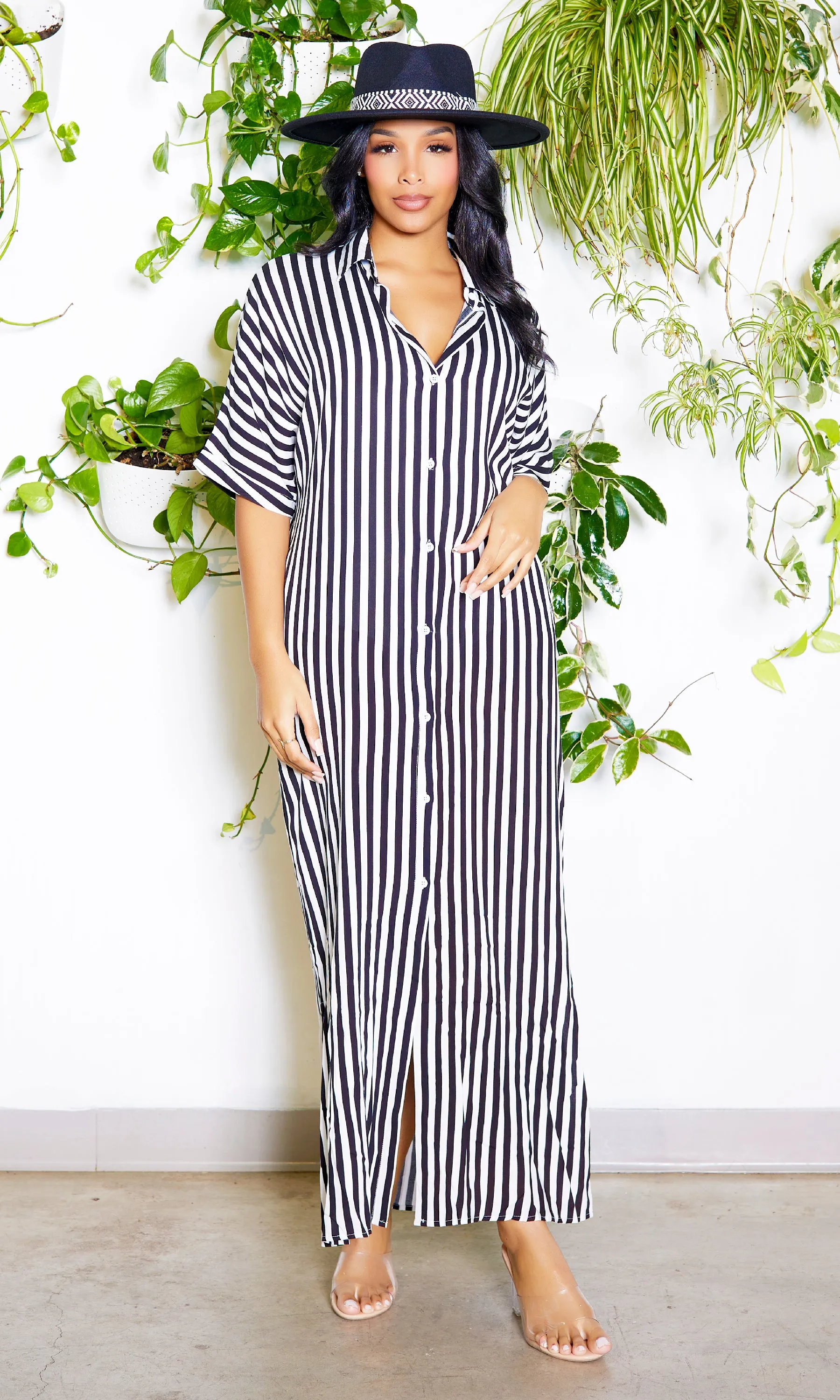 Stripe Button Down Maxi Dress S1 FINAL SALE sold by Cutely Covered product image thumbnail 2