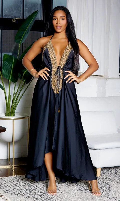 Beaded Flowy Dress - Black sold by Cutely Covered