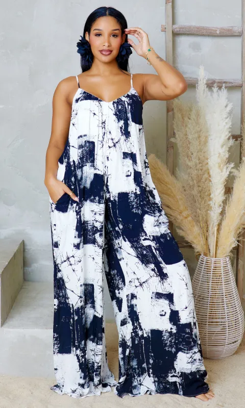 Monochrome Chic | Woven Jumpsuit  - Tie dye sold by Cutely Covered