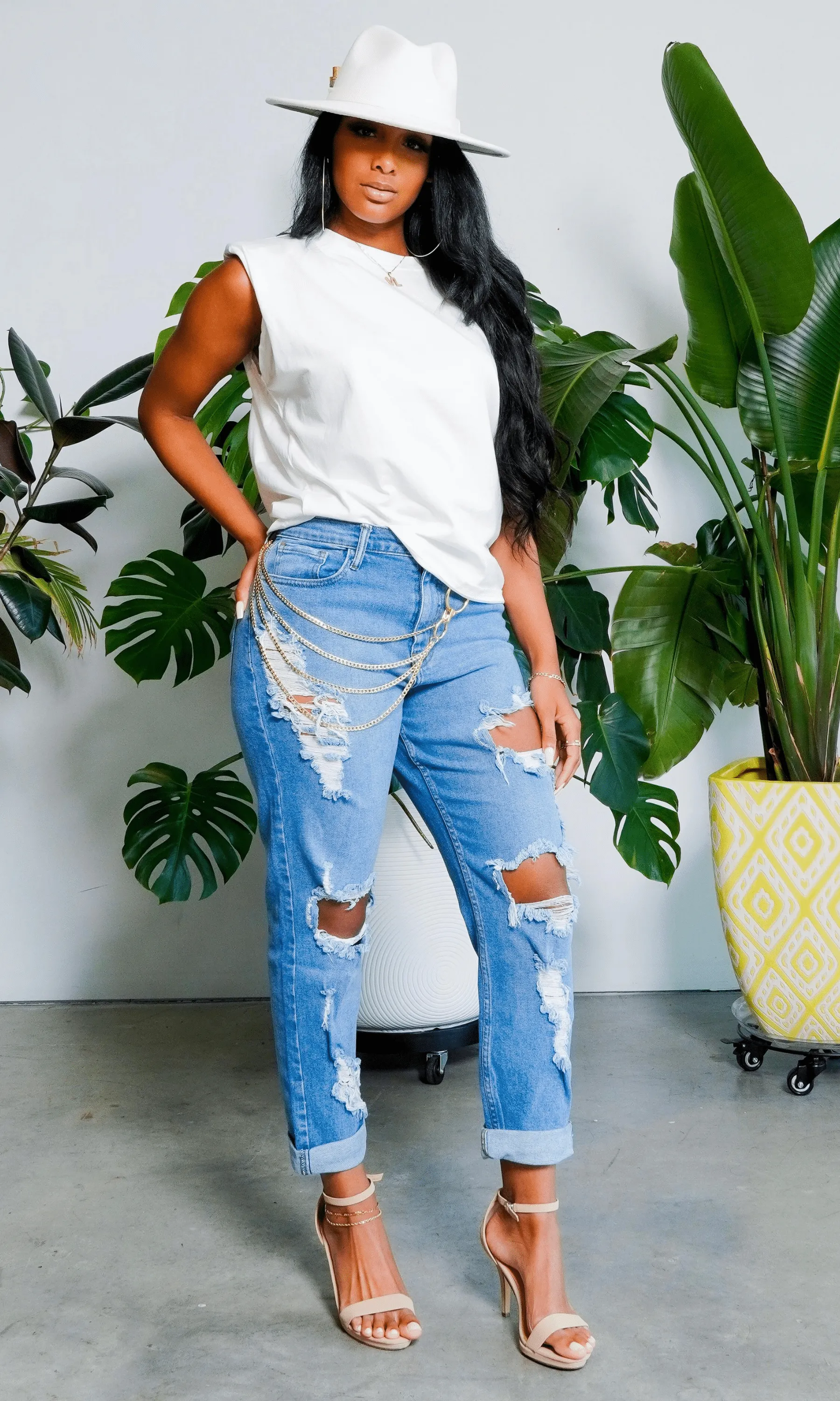 Cuffing Season | Ripped High Waist Boyfriend  Denim Jeans sold by Cutely Covered product image thumbnail 5