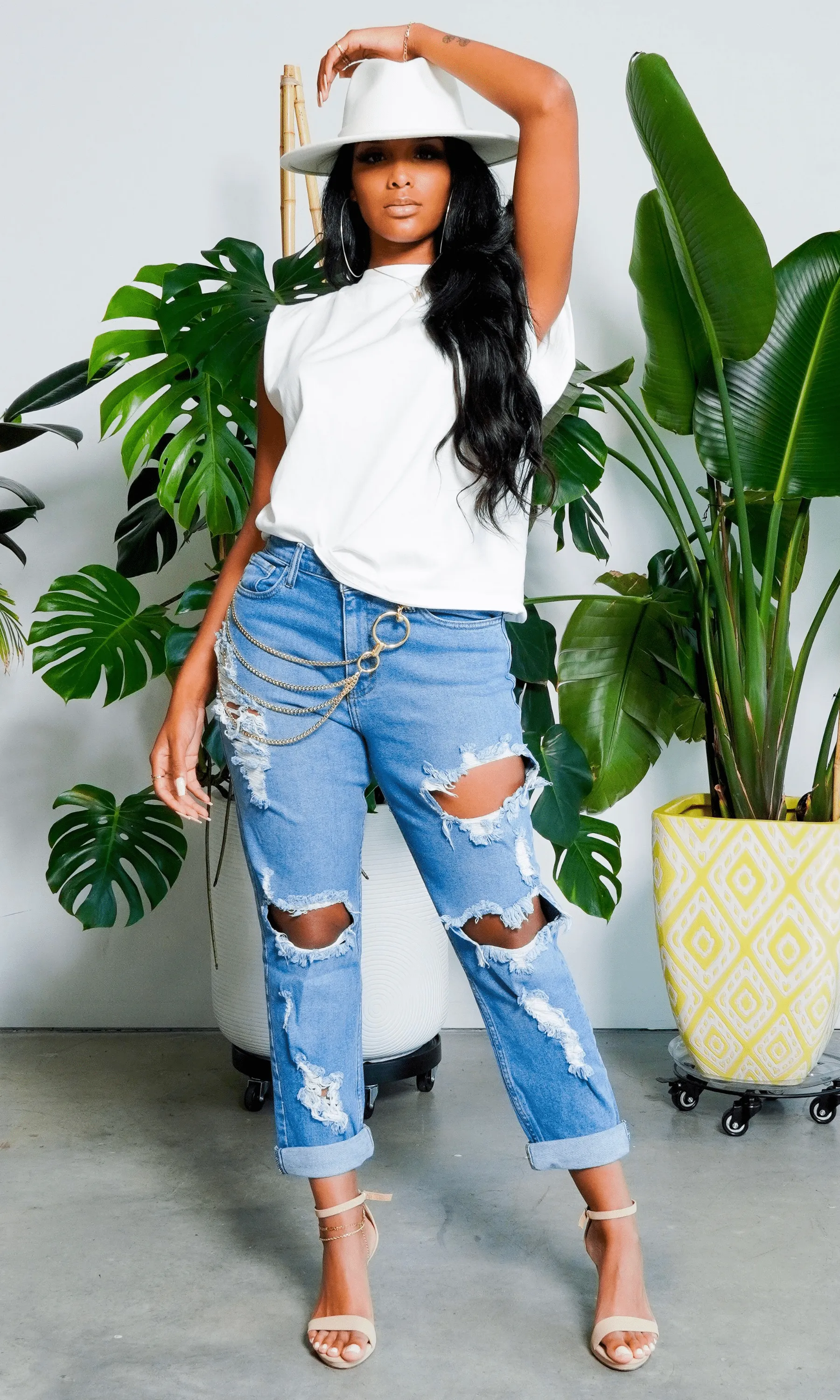 Cuffing Season | Ripped High Waist Boyfriend  Denim Jeans sold by Cutely Covered product image thumbnail 2