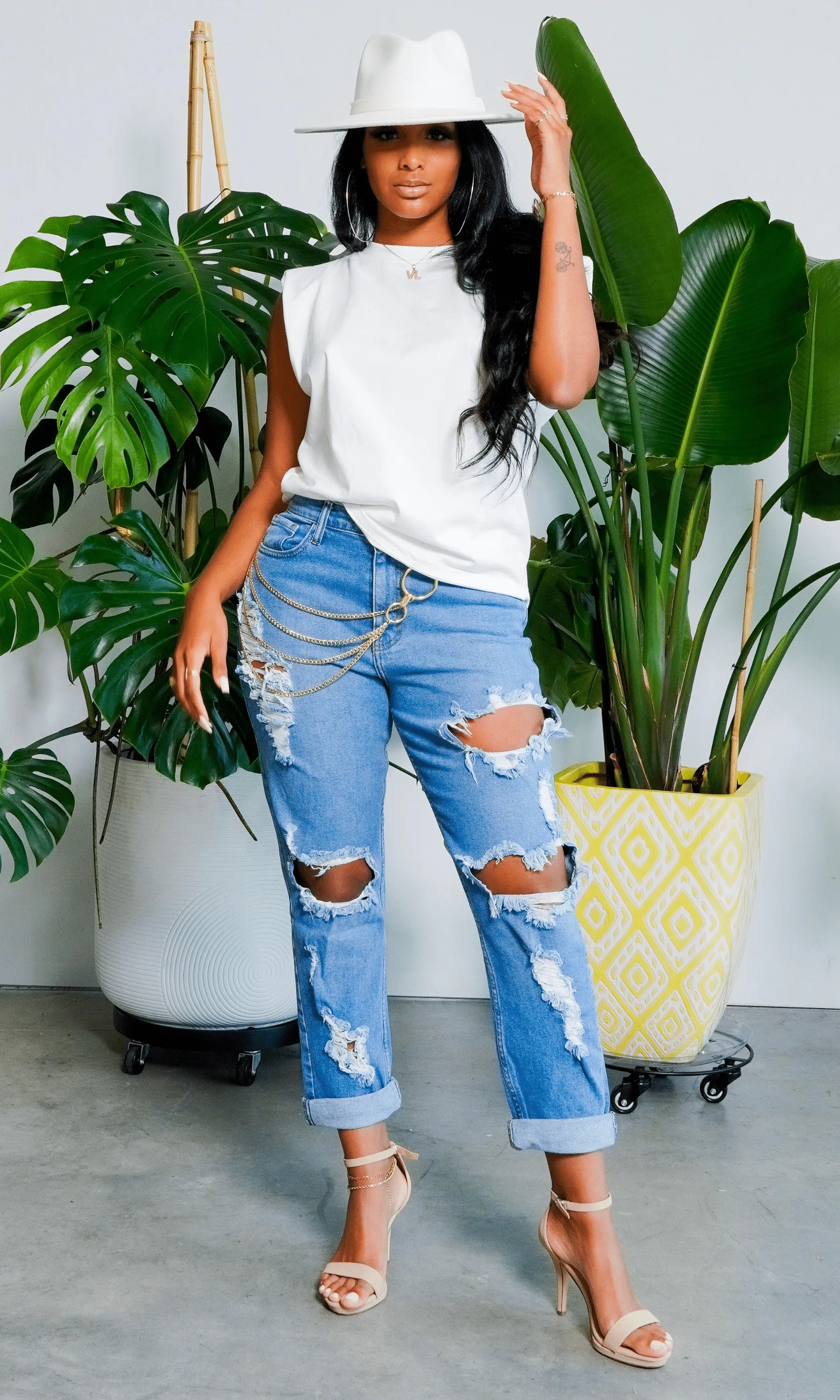 Cuffing Season | Ripped High Waist Boyfriend  Denim Jeans sold by Cutely Covered product image thumbnail 3