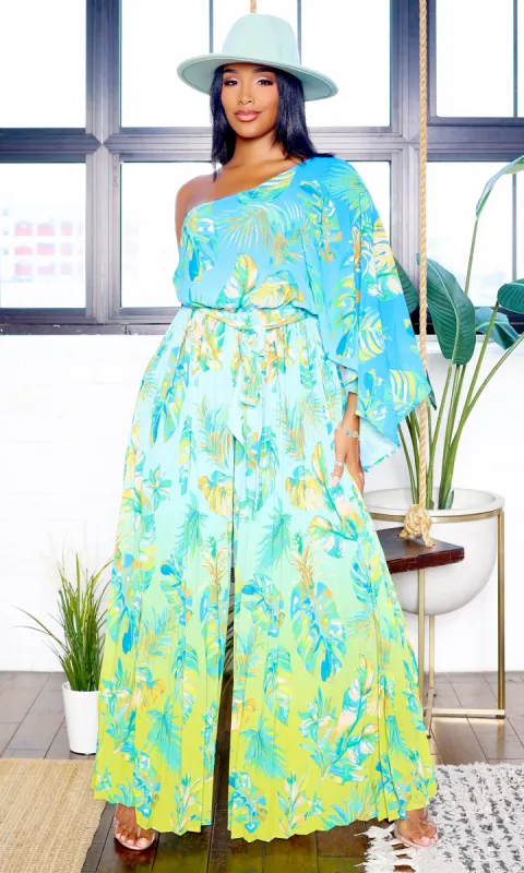 Floral Harmony | Captivating Jumpsuit - Blue Green sold by Cutely Covered