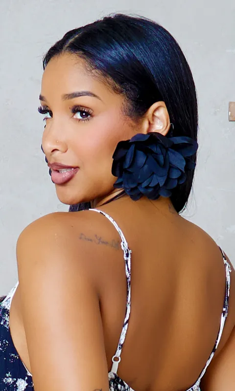 Blooming Petal Majesty Earrings - Black in made by Cutely Covered