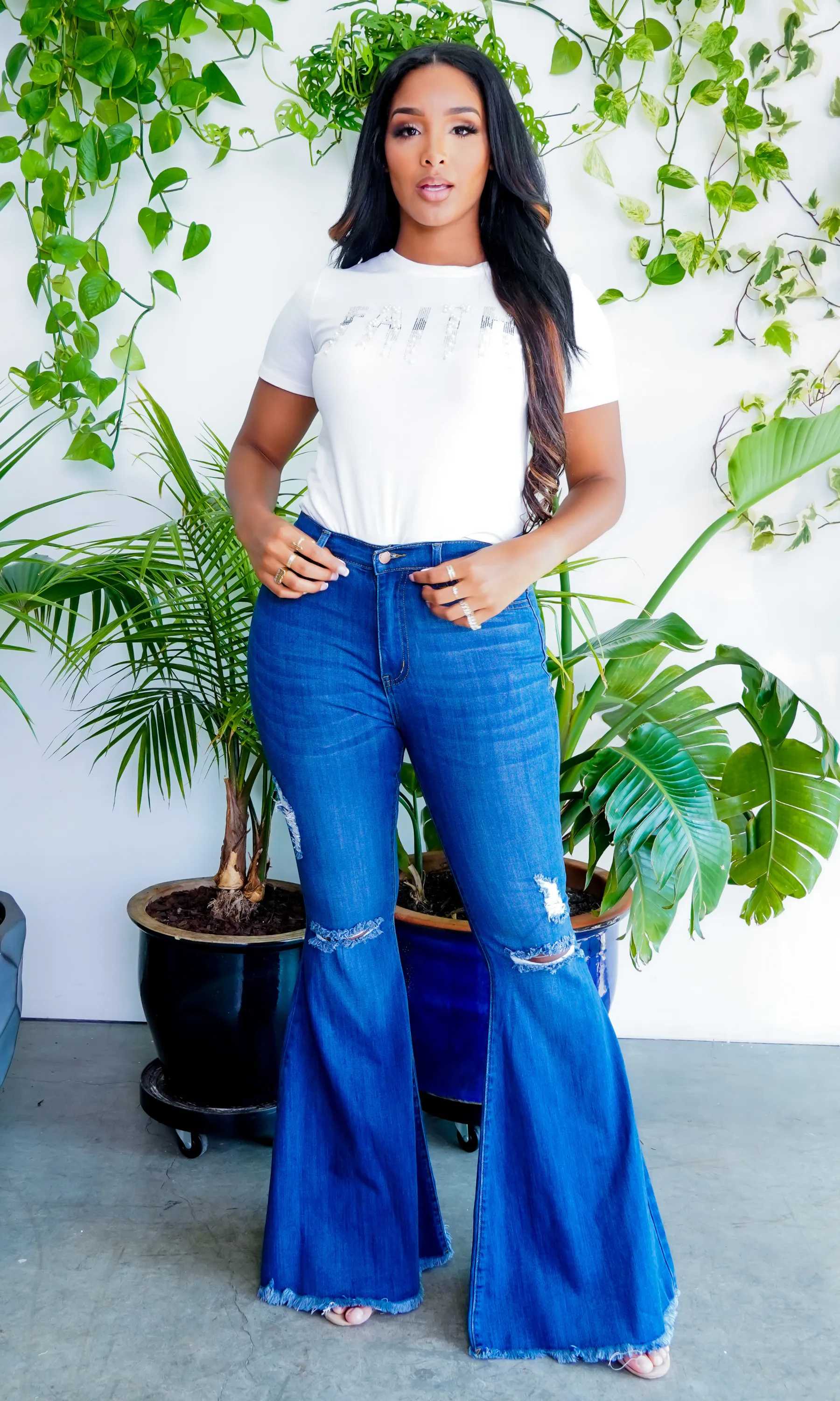 Flare Jeans | High Waisted Denim Jeans sold by Cutely Covered product image thumbnail 4