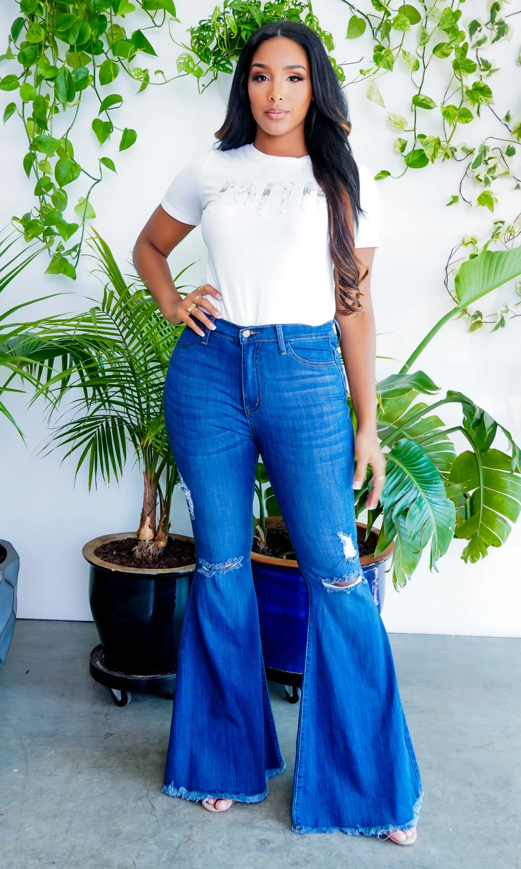 Flare Jeans | High Waisted Denim Jeans sold by Cutely Covered product image thumbnail 3