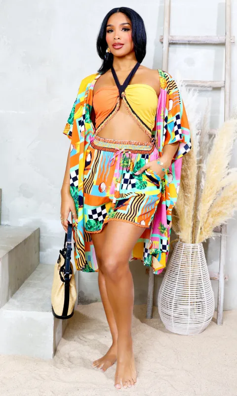 Tropical Toucan | Cover-Up Kimono Shorts Set sold by Cutely Covered