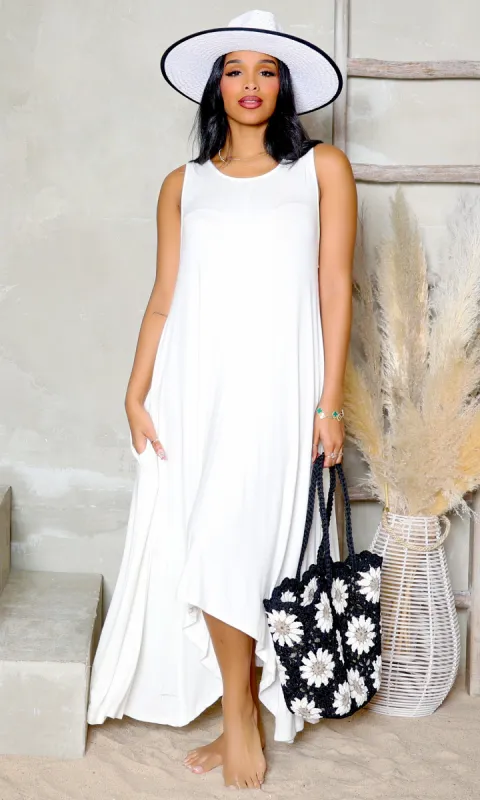 Places to Go | Maxi Dress - White sold by Cutely Covered