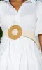 Bohemian Straw Circle Buckle Belt - Cream sold by Cutely Covered