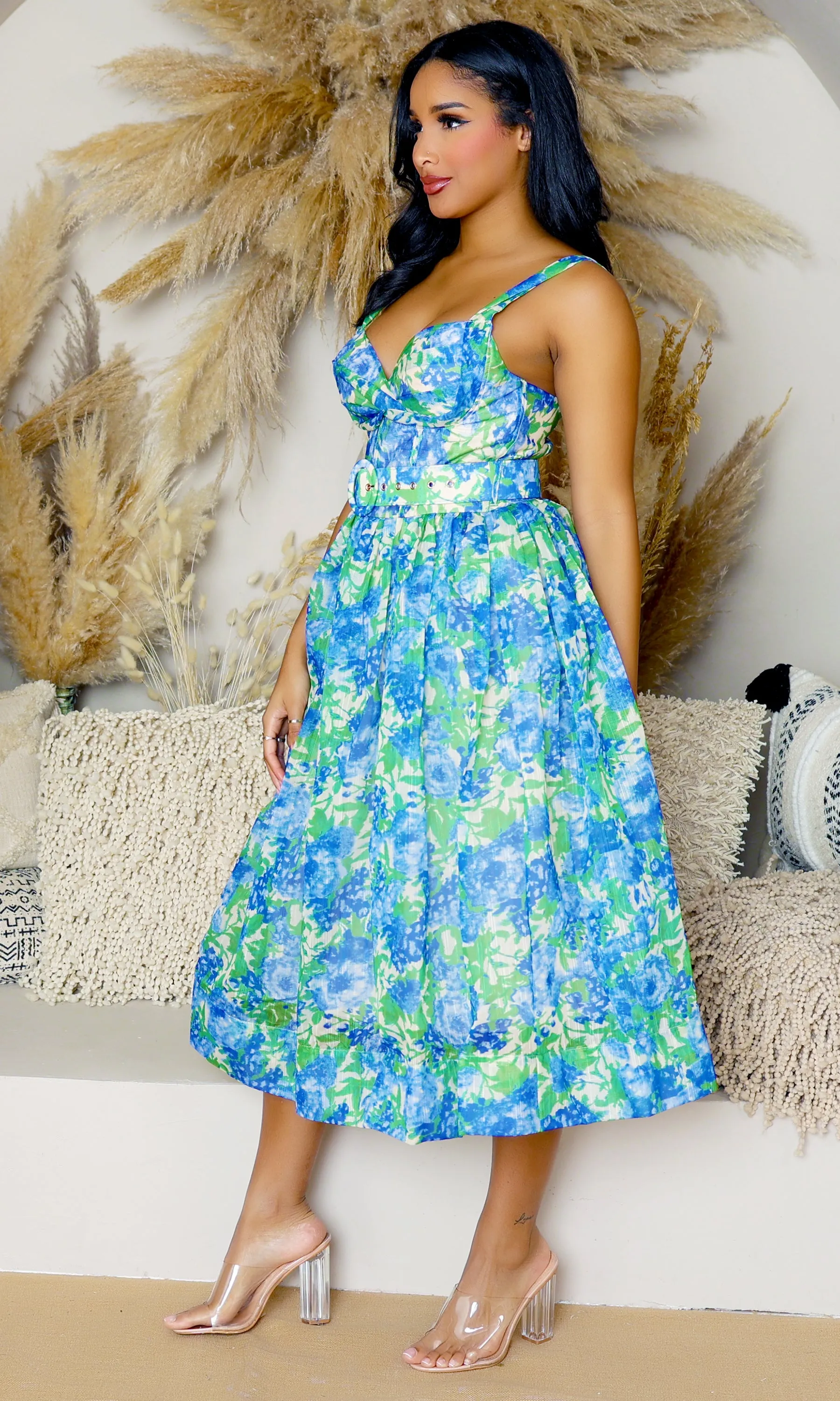 High Tide Print Midi Dress - Blue sold by Cutely Covered product image thumbnail 3