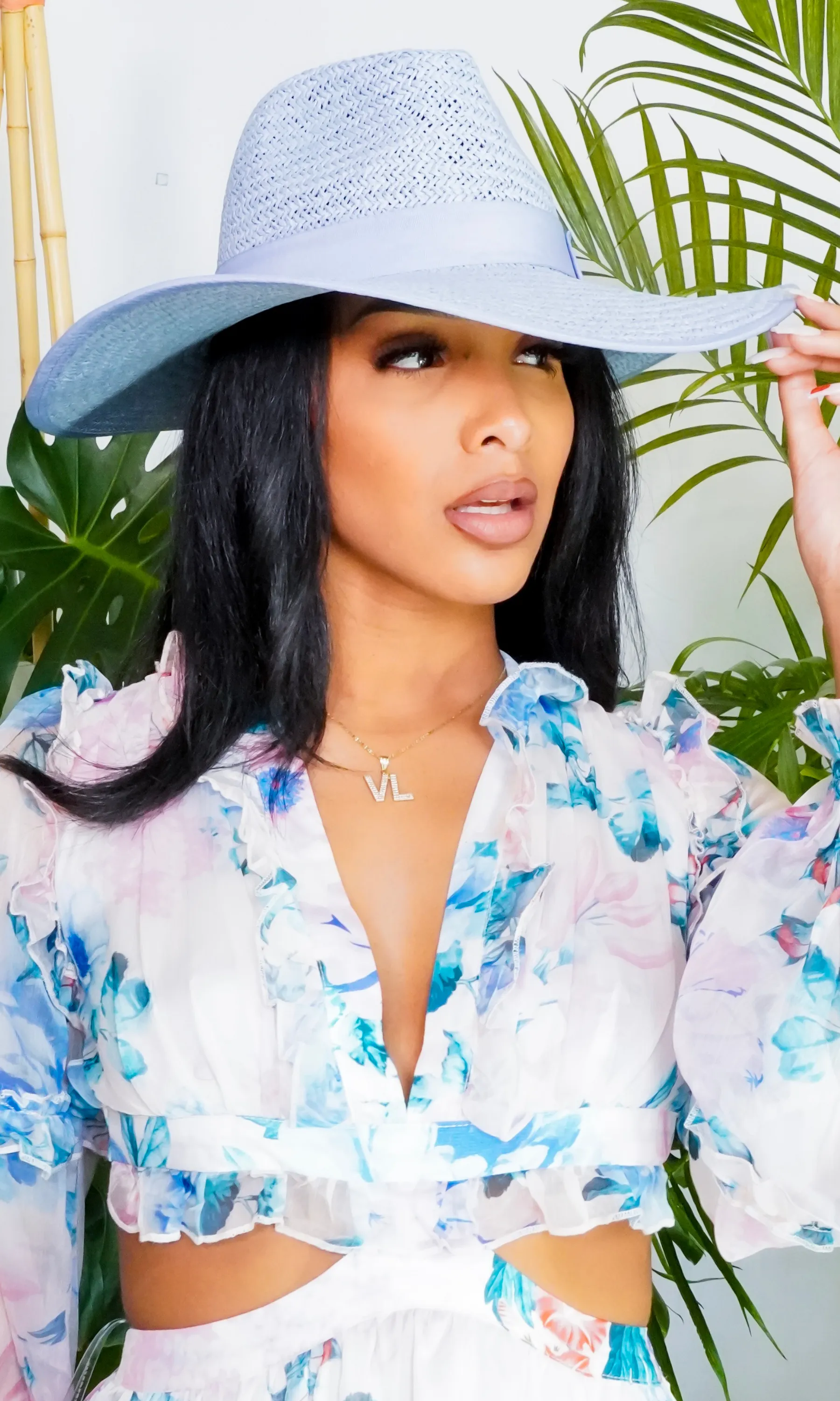 Trendsetter 2 | Straw Fedora - Powder Blue sold by Cutely Covered product image thumbnail 2