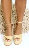 Eye-Catching | Rattan Pattern Platform Sandals - Tan FINAL SALE sold by Cutely Covered