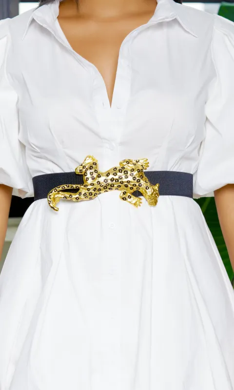 Leopard- Buckle Waistband Belt - Black sold by Cutely Covered