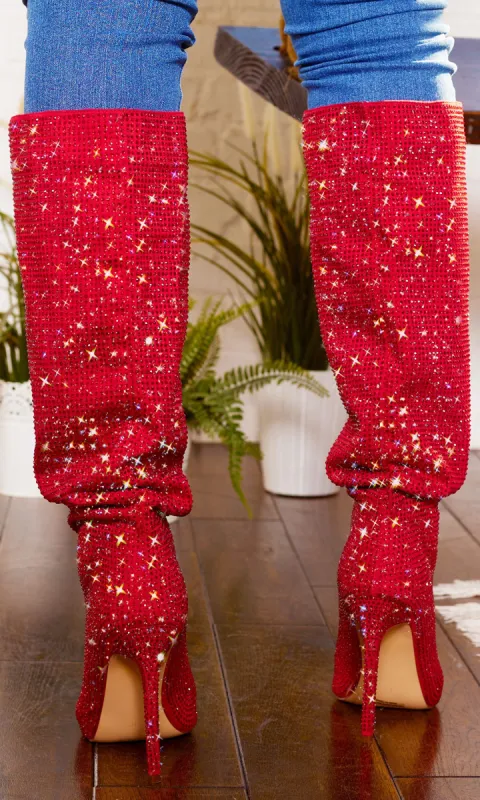 Red Bling Point Toe  Boots FINAL SALE sold by Cutely Covered