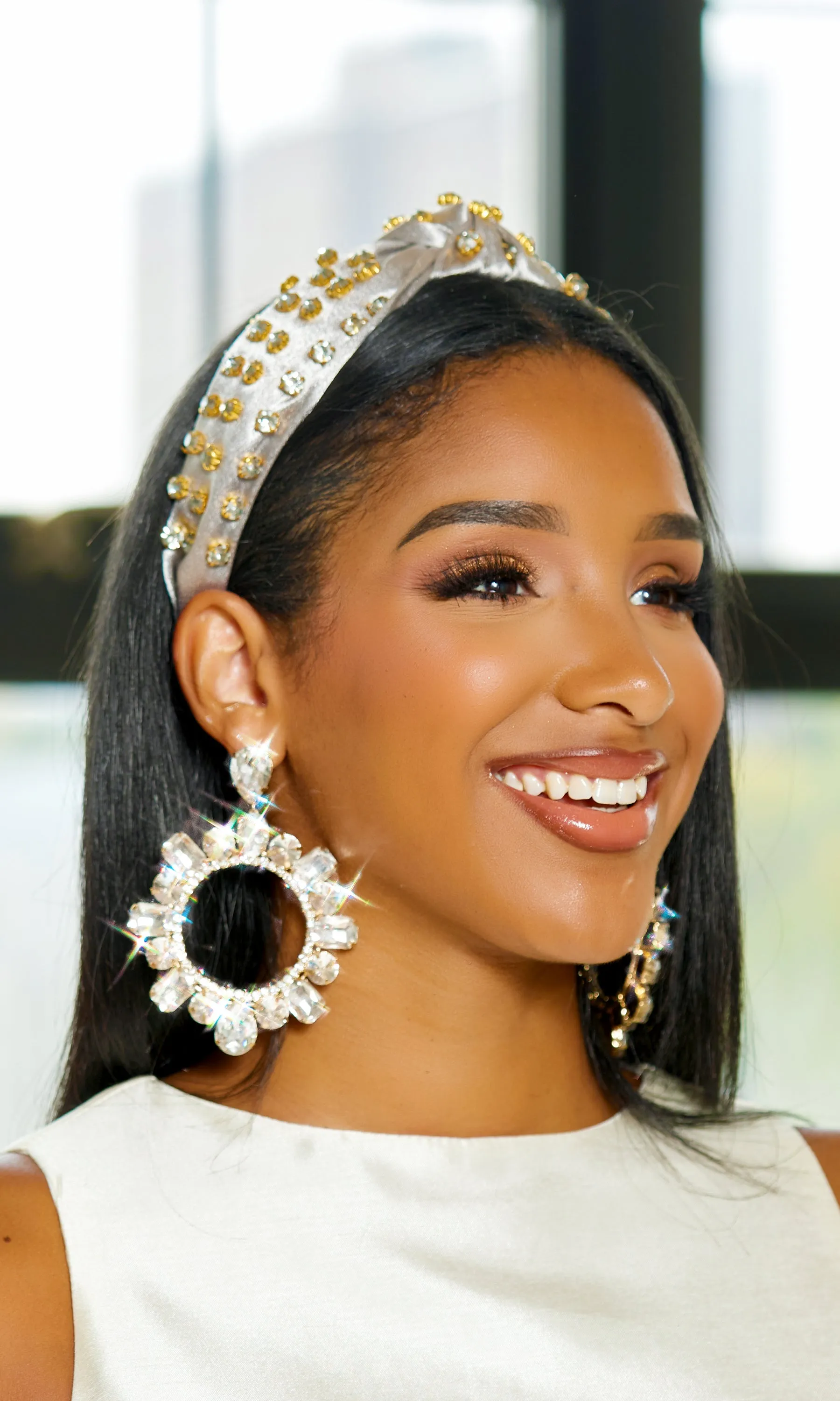 Rhinestone Beaded Padded HeadBand- Champagne sold by Cutely Covered product image thumbnail 2