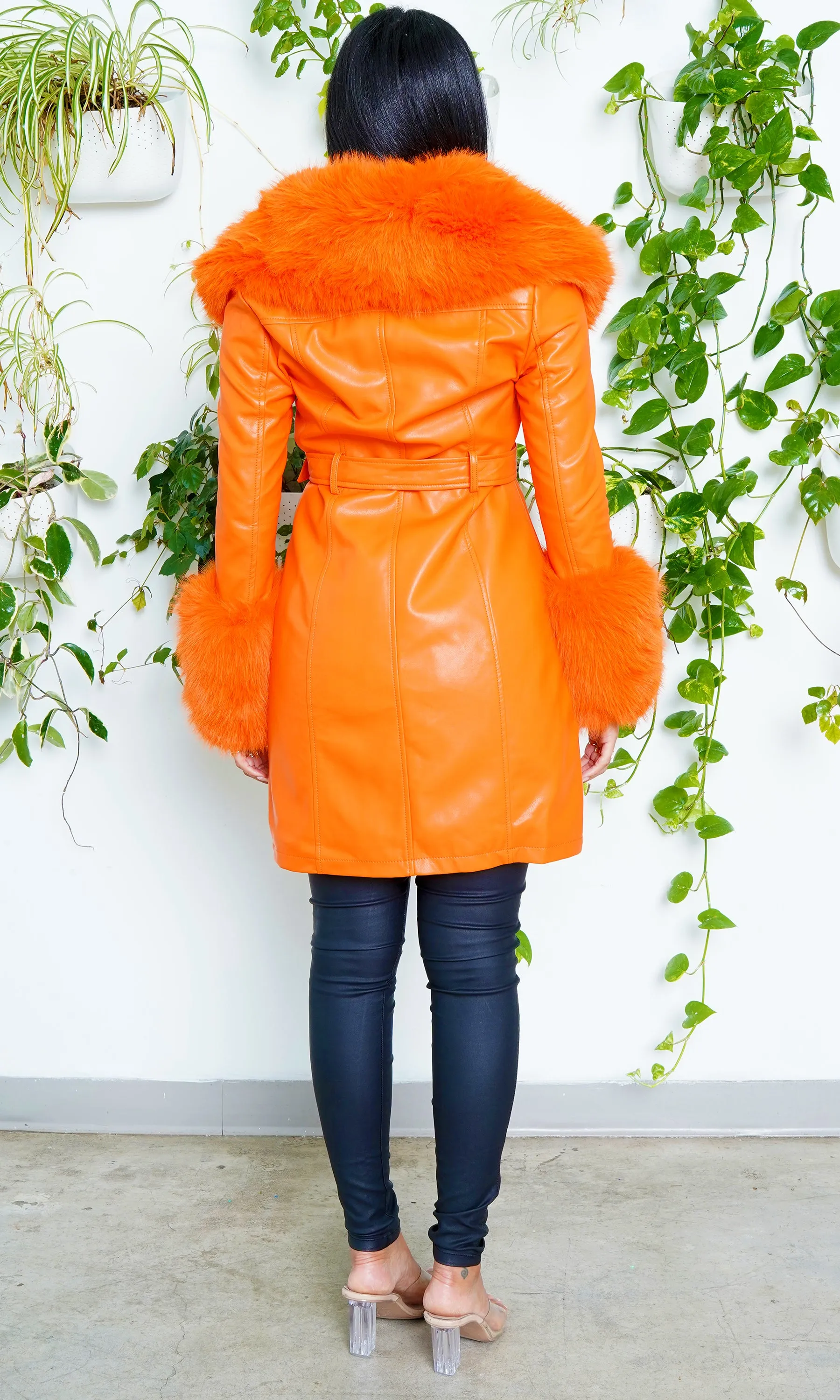 High Class Faux Fur Foxy Coat - Orange FINAL SALE sold by Cutely Covered product image thumbnail 3