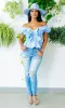 Chambray Blue off the Shoulder Top FINAL SALE sold by Cutely Covered