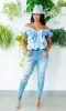 Chambray Blue off the Shoulder Top FINAL SALE sold by Cutely Covered