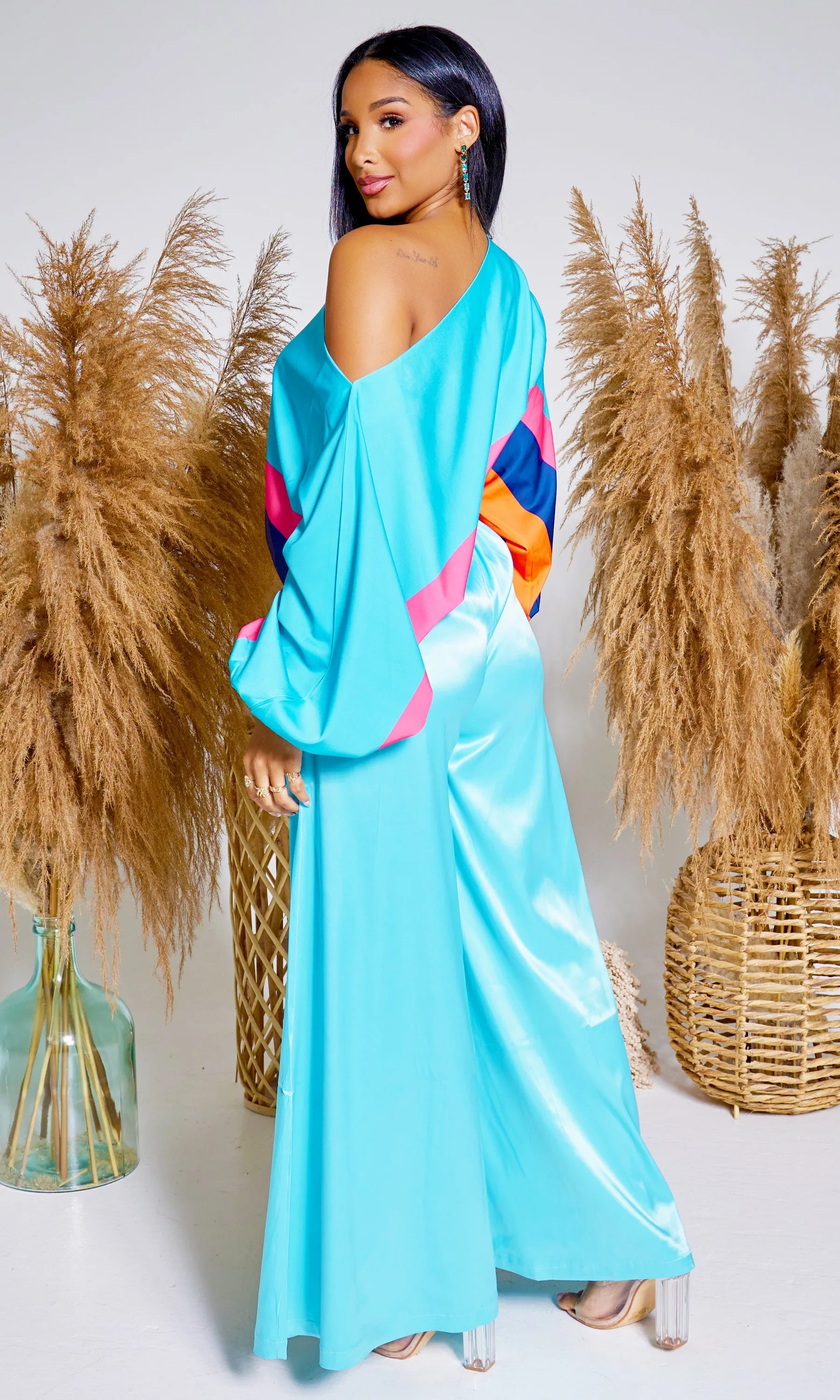 Sky | Elegance Silk Pants - Aqua sold by Cutely Covered product image thumbnail 5