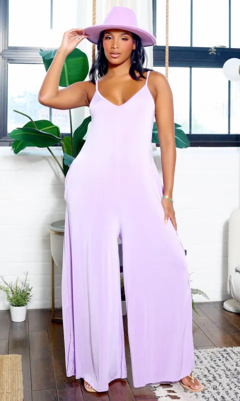 Stretch Chic Jumpsuit - Lavender sold by Cutely Covered