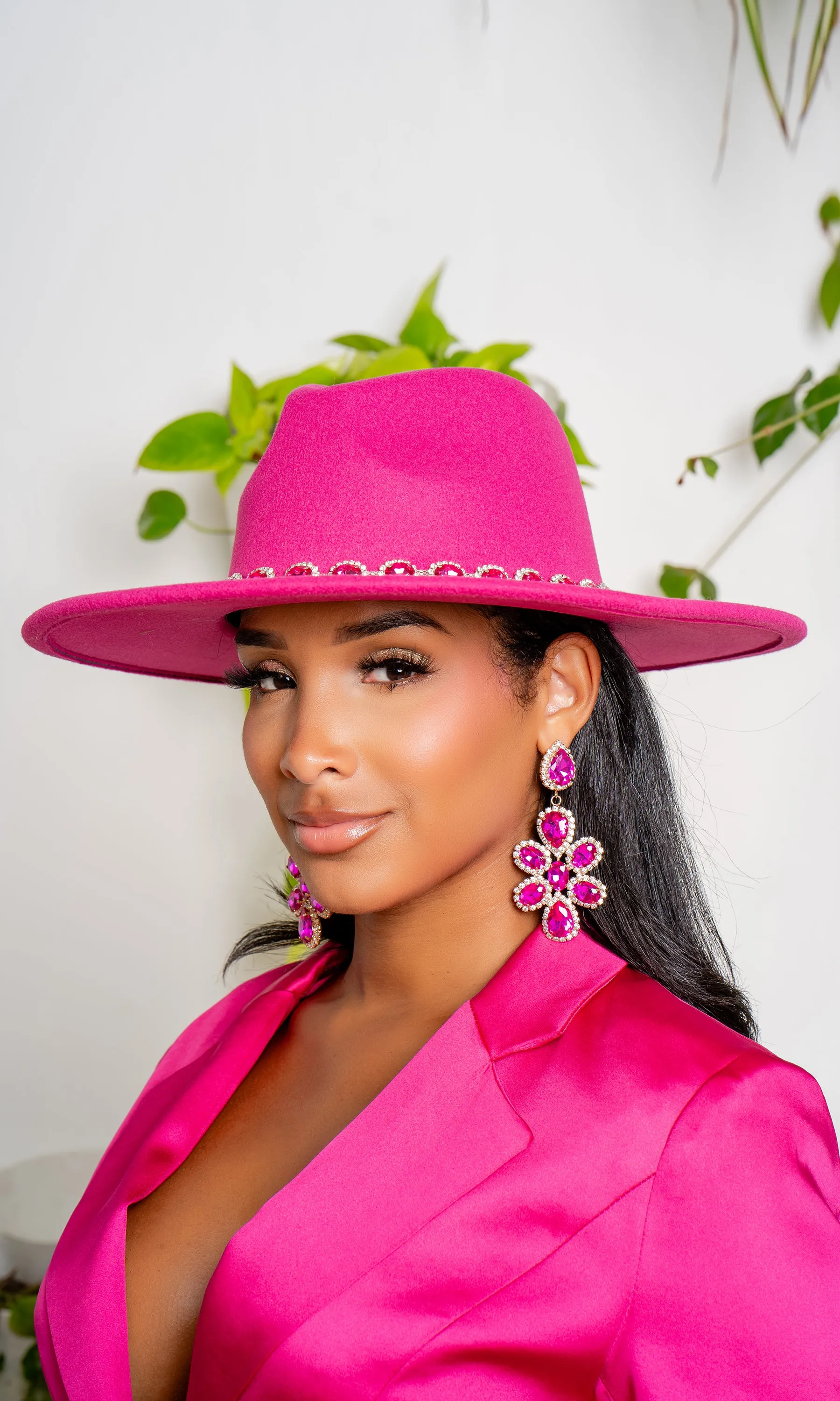 Embellished Band Fedora - Fuchsia sold by Cutely Covered product image thumbnail 3