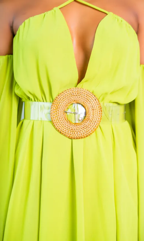 Crisp & Chic - Clear Rattan Buckle Belt sold by Cutely Covered