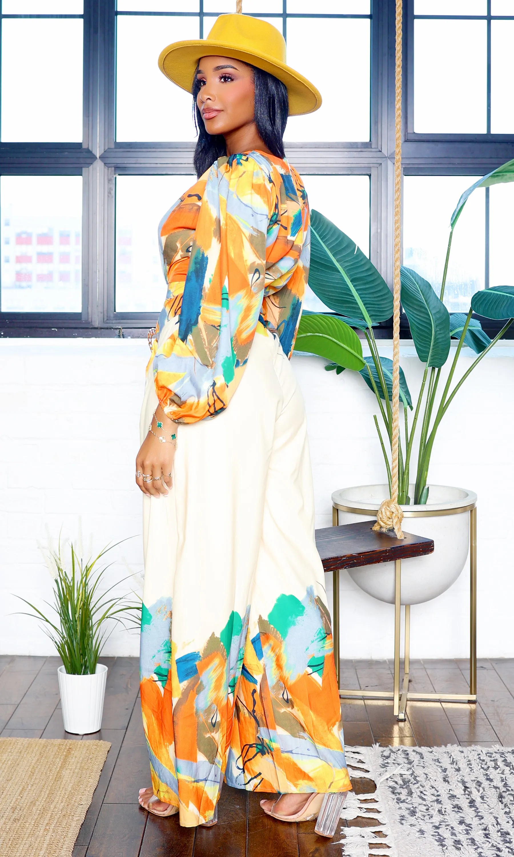 Sabrina | Long Sleeve Belted Jumpsuit - Multicolor sold by Cutely Covered product image thumbnail 2