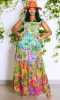 Sun-Kissed  | Orange Floral Maxi Dress sold by Cutely Covered