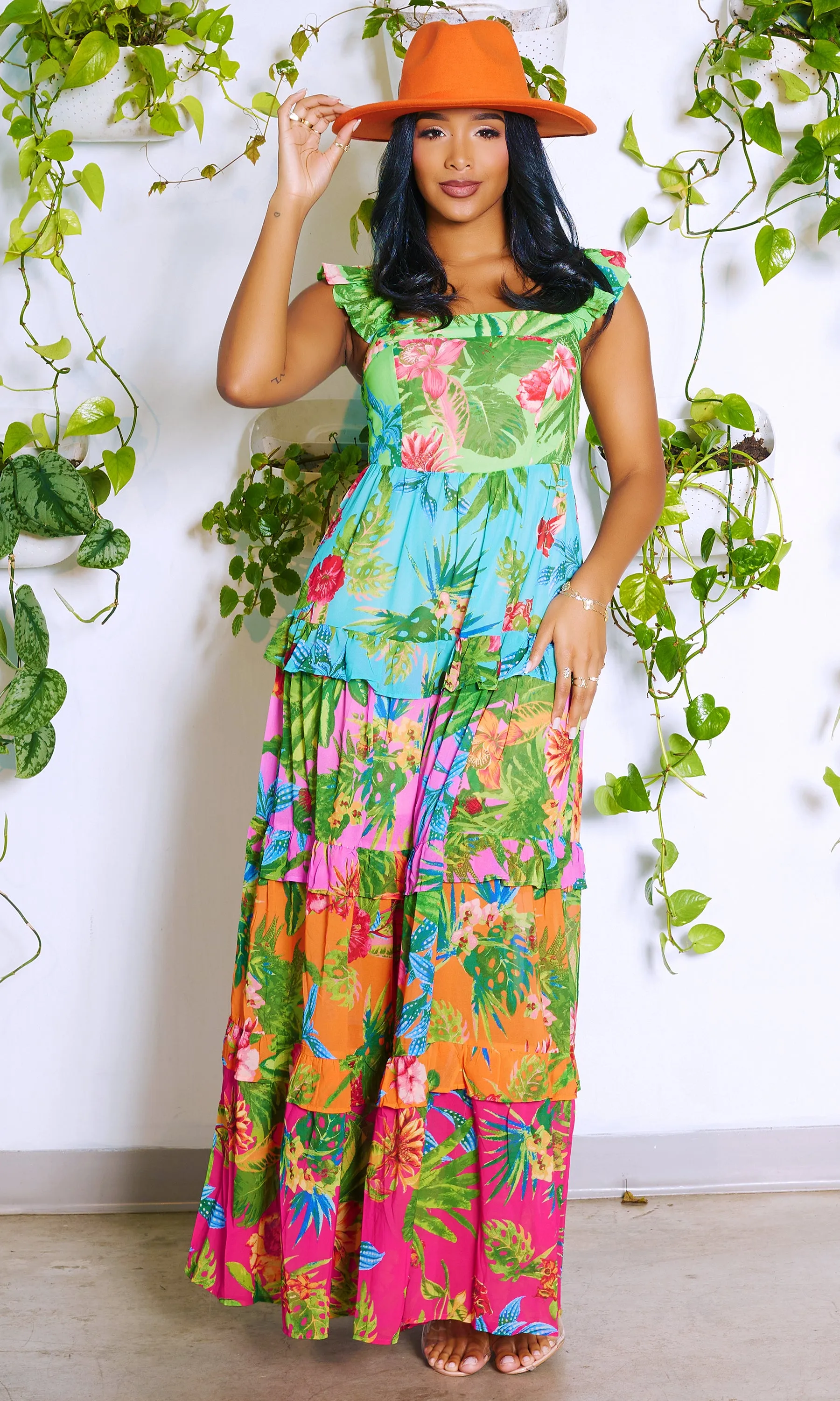 Sun-Kissed | Orange Floral Maxi Dress sold by Cutely Covered product image thumbnail 5