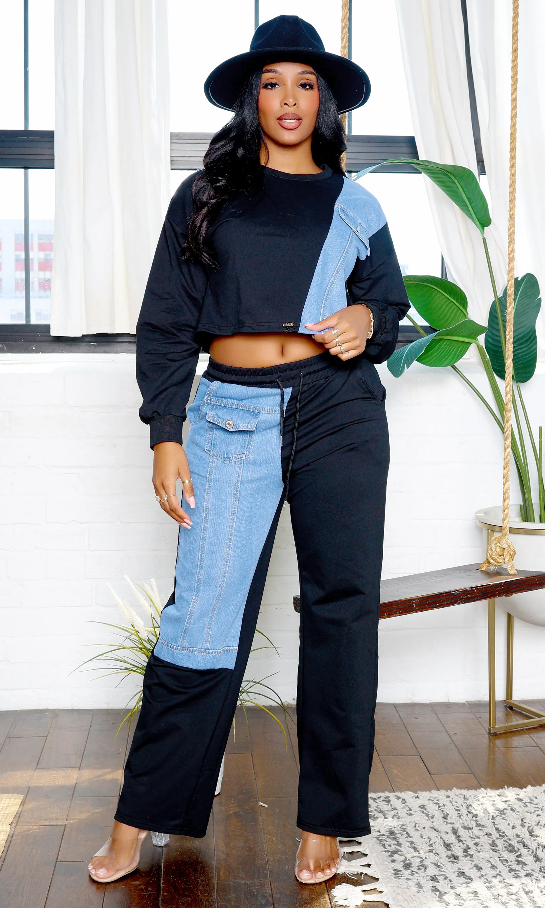 Jazzy | Denim Patchwork Matching Set - Black sold by Cutely Covered product image thumbnail 2