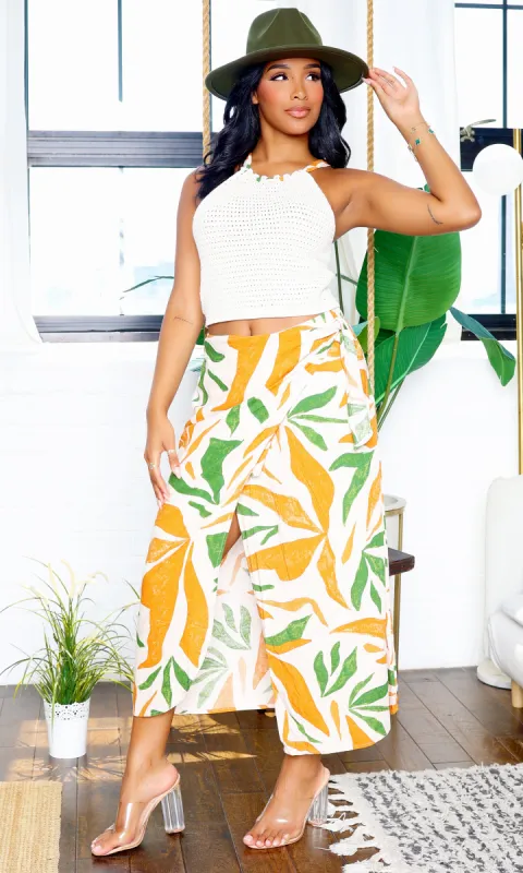 Ava's Favorite | Leaf Print Skirt Set - Multi Color sold by Cutely Covered