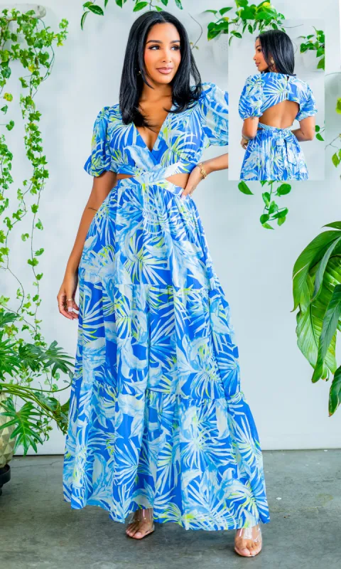 Harbor Island | Long Cutout Maxi - Royal Final Sale sold by Cutely Covered