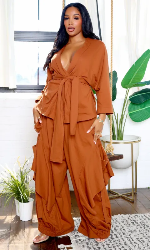 Luxury | Jersey Cardigan Set - Chocolate Brown sold by Cutely Covered