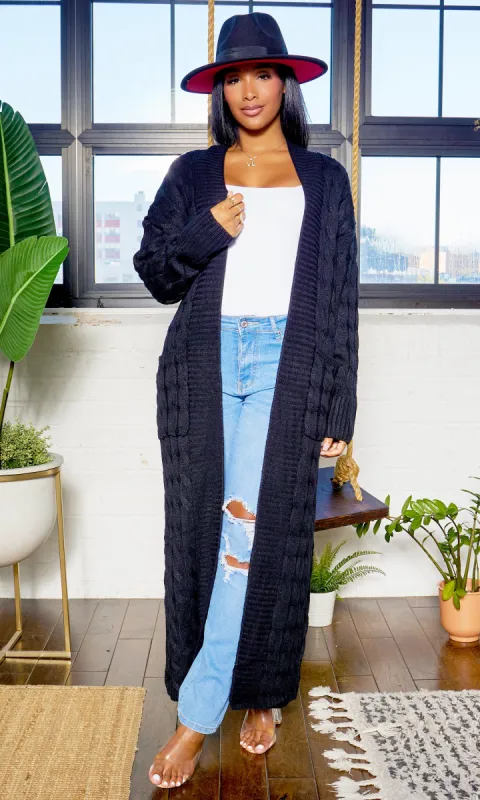 Cable Knit Cardigan - Black sold by Cutely Covered