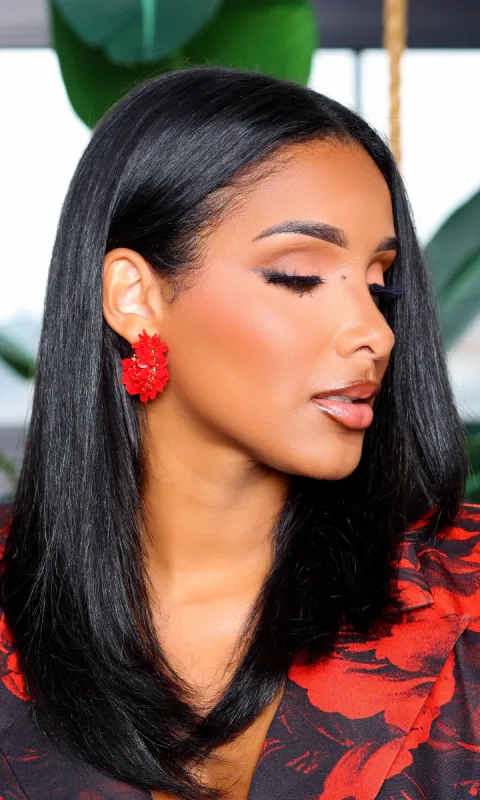 Sunkissed Sequin Creole Earrings - Red made by Cutely Covered