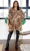 Oaklynn | Leopard Print Stand Collar Button Waist Long Sleeve Dress sold by Cutely Covered