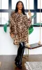 Oaklynn | Leopard Print Stand Collar Button Waist Long Sleeve Dress sold by Cutely Covered