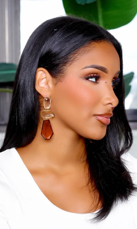 Geometric Drop Earrings - Brown sold by Cutely Covered
