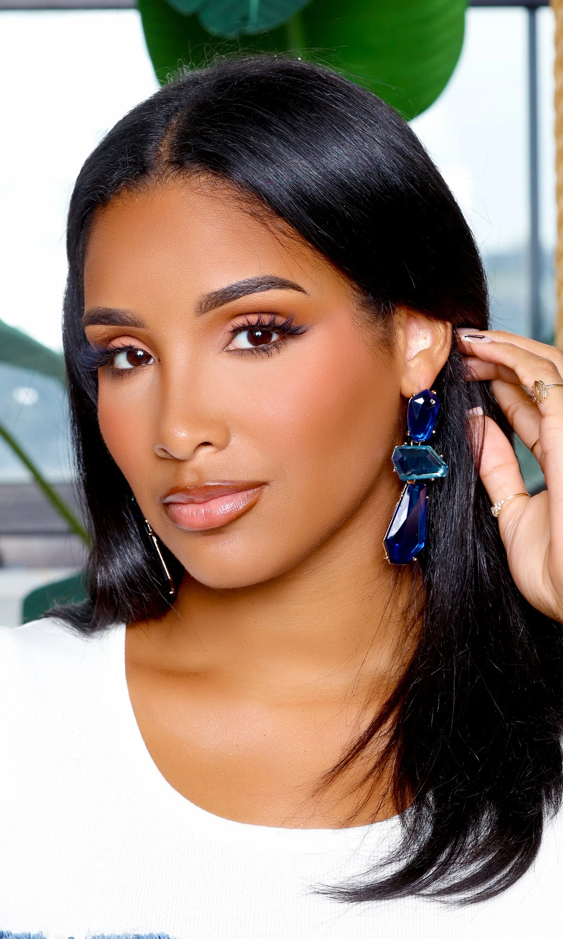 Geometric Drop Earrings - Blue sold by Cutely Covered product image thumbnail 3