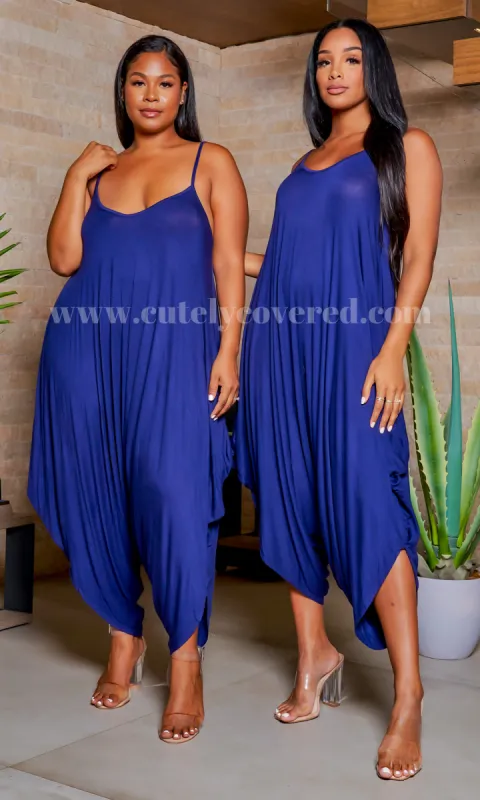 Chic Loose Harem Jumpsuit - Navy made by Cutely Covered