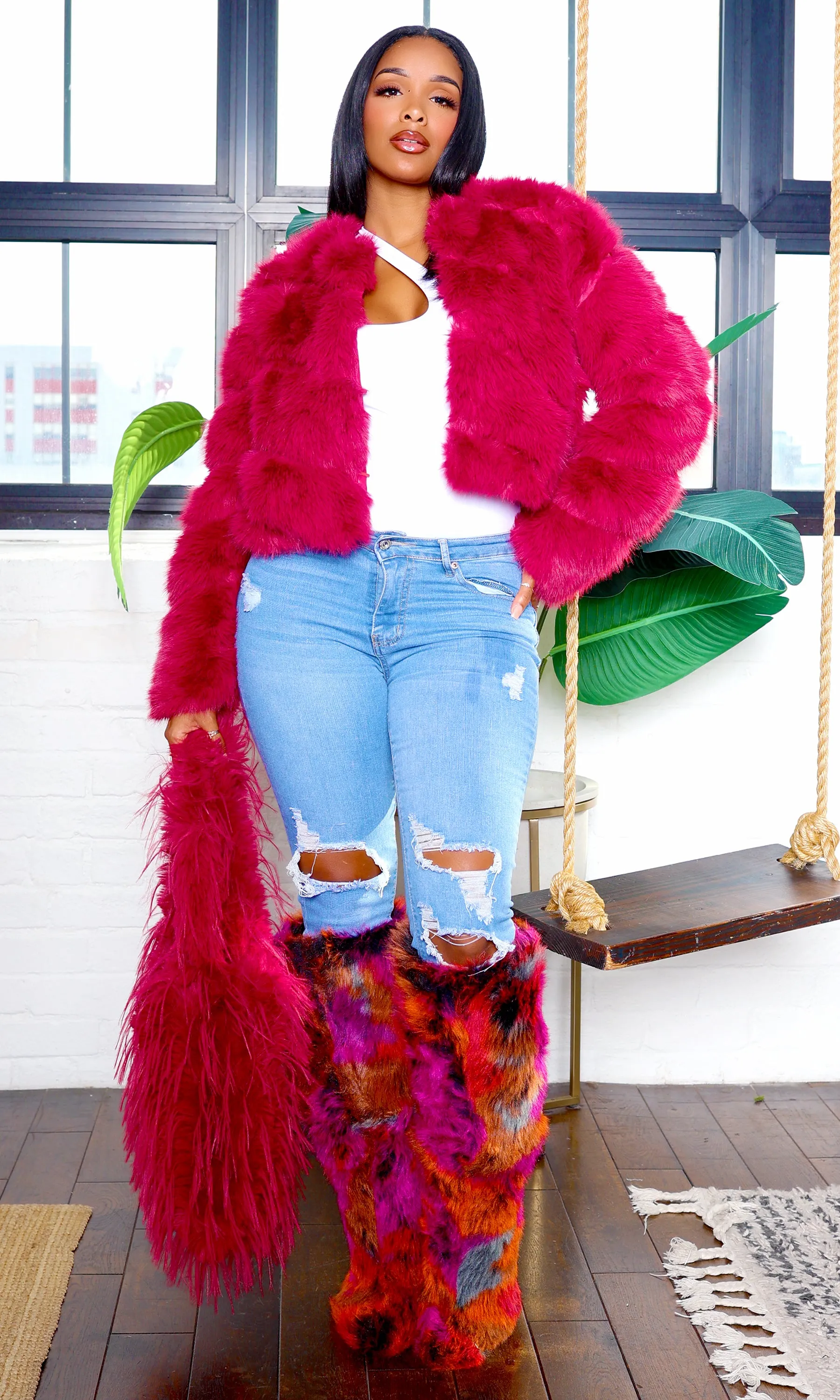 Faux Fur Jacket - Magenta sold by Cutely Covered product image thumbnail 3