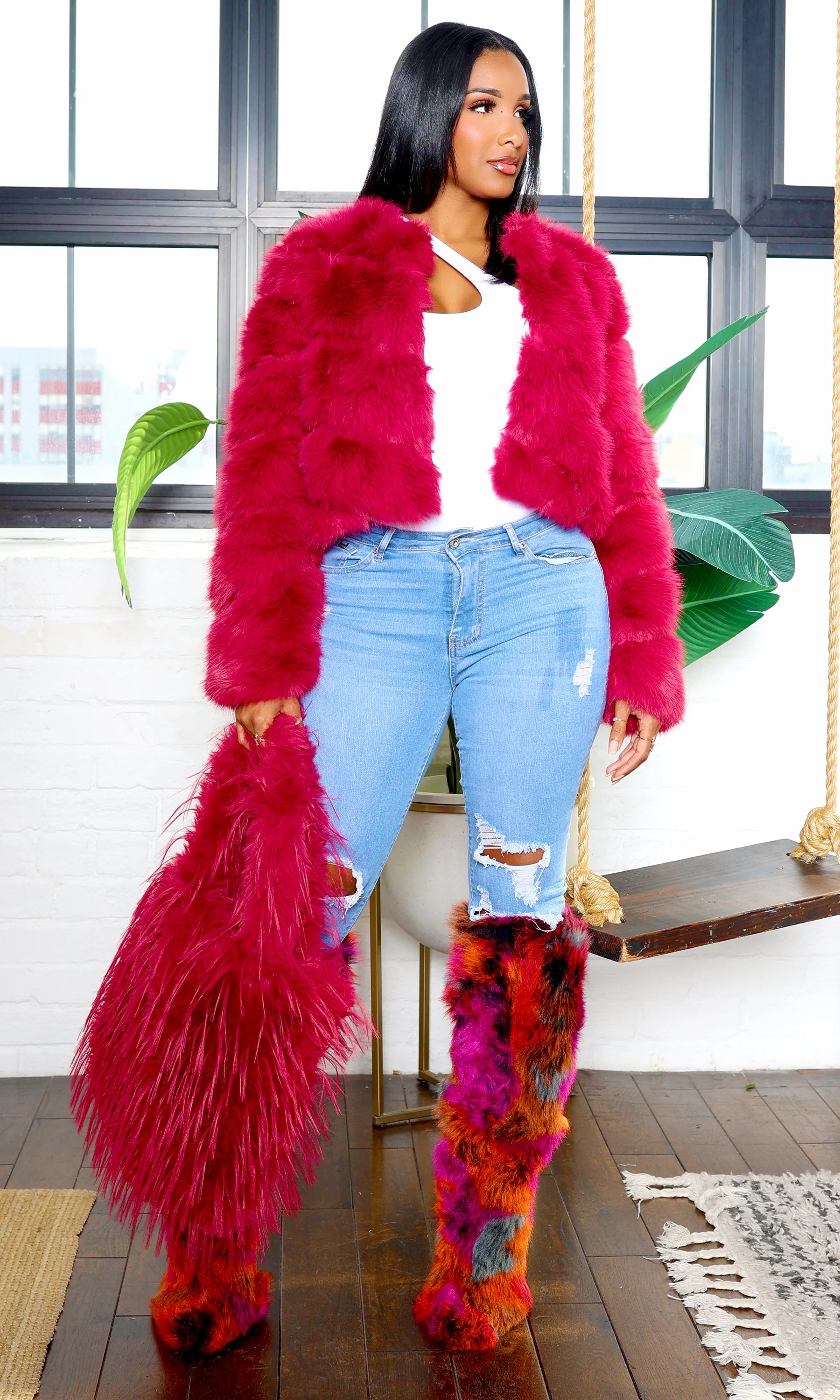 Faux Fur Jacket - Magenta sold by Cutely Covered product image thumbnail 2