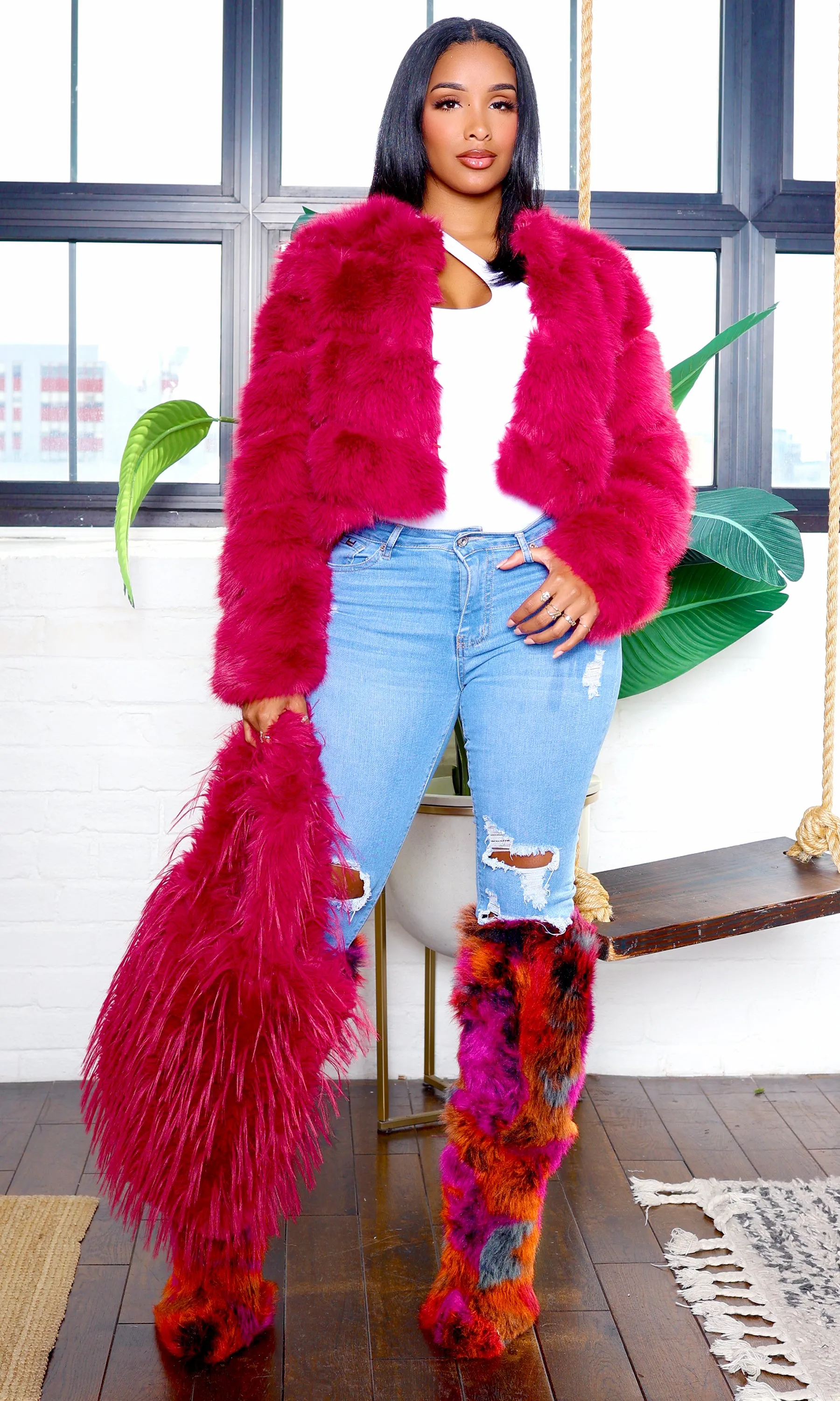 Faux Fur Jacket - Magenta sold by Cutely Covered product image thumbnail 4