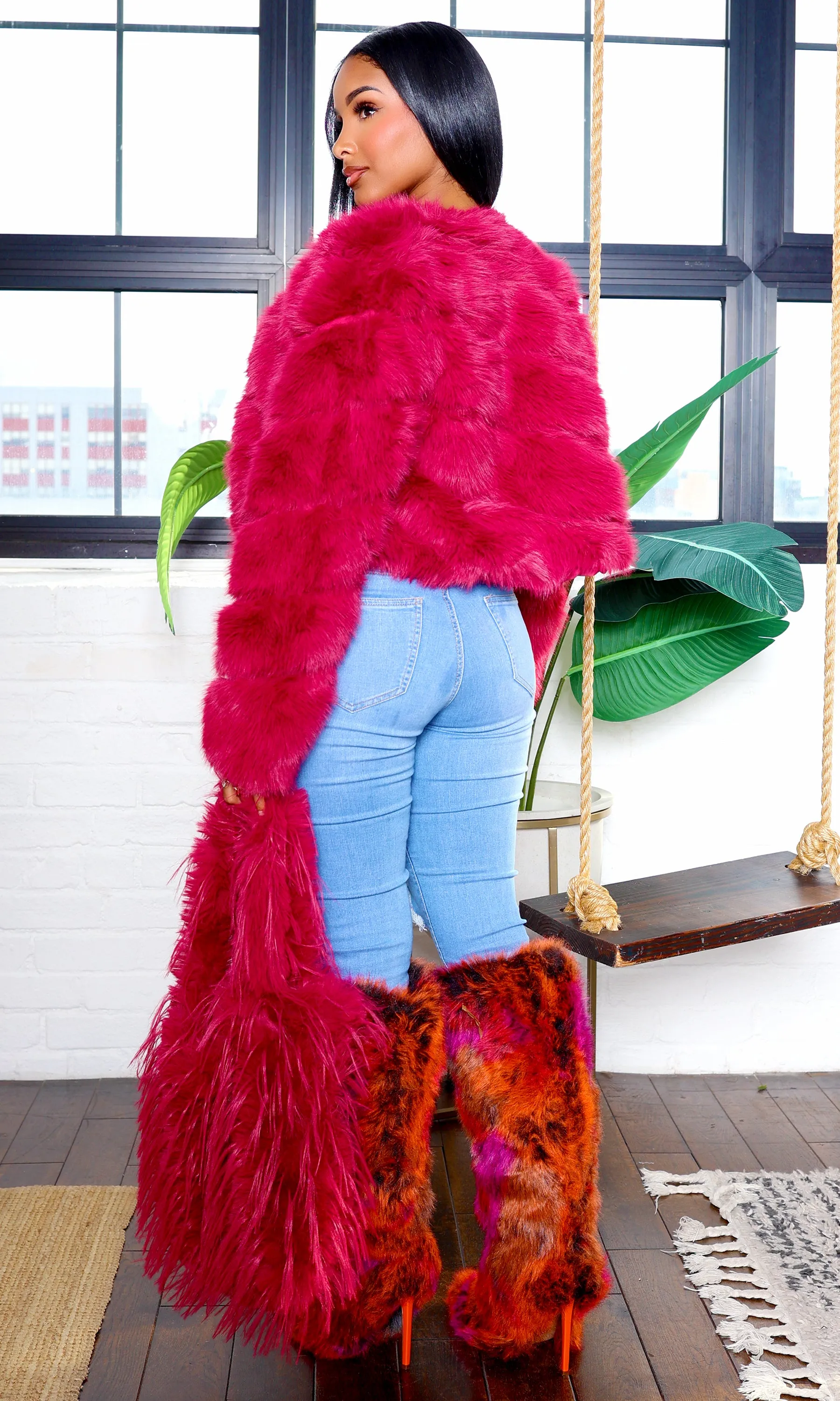 Faux Fur Jacket - Magenta sold by Cutely Covered product image thumbnail 5