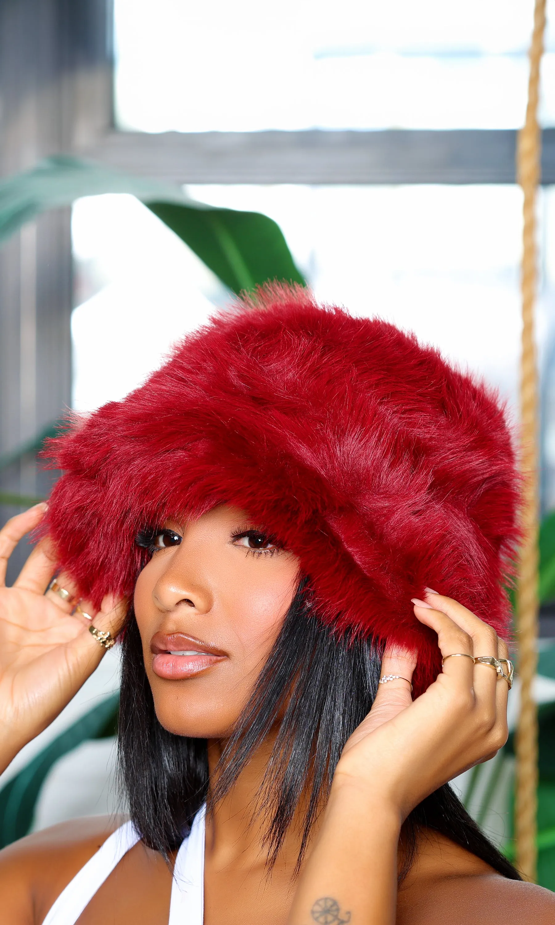 Faux Fur Hat - Burgundy sold by Cutely Covered product image thumbnail 2