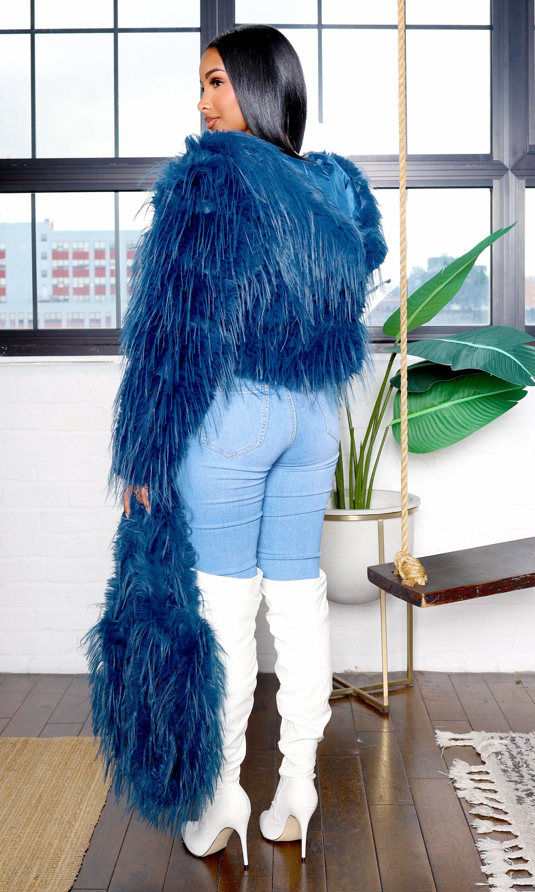 Rosalie | Faux Fur Handbag - Navy sold by Cutely Covered product image thumbnail 3