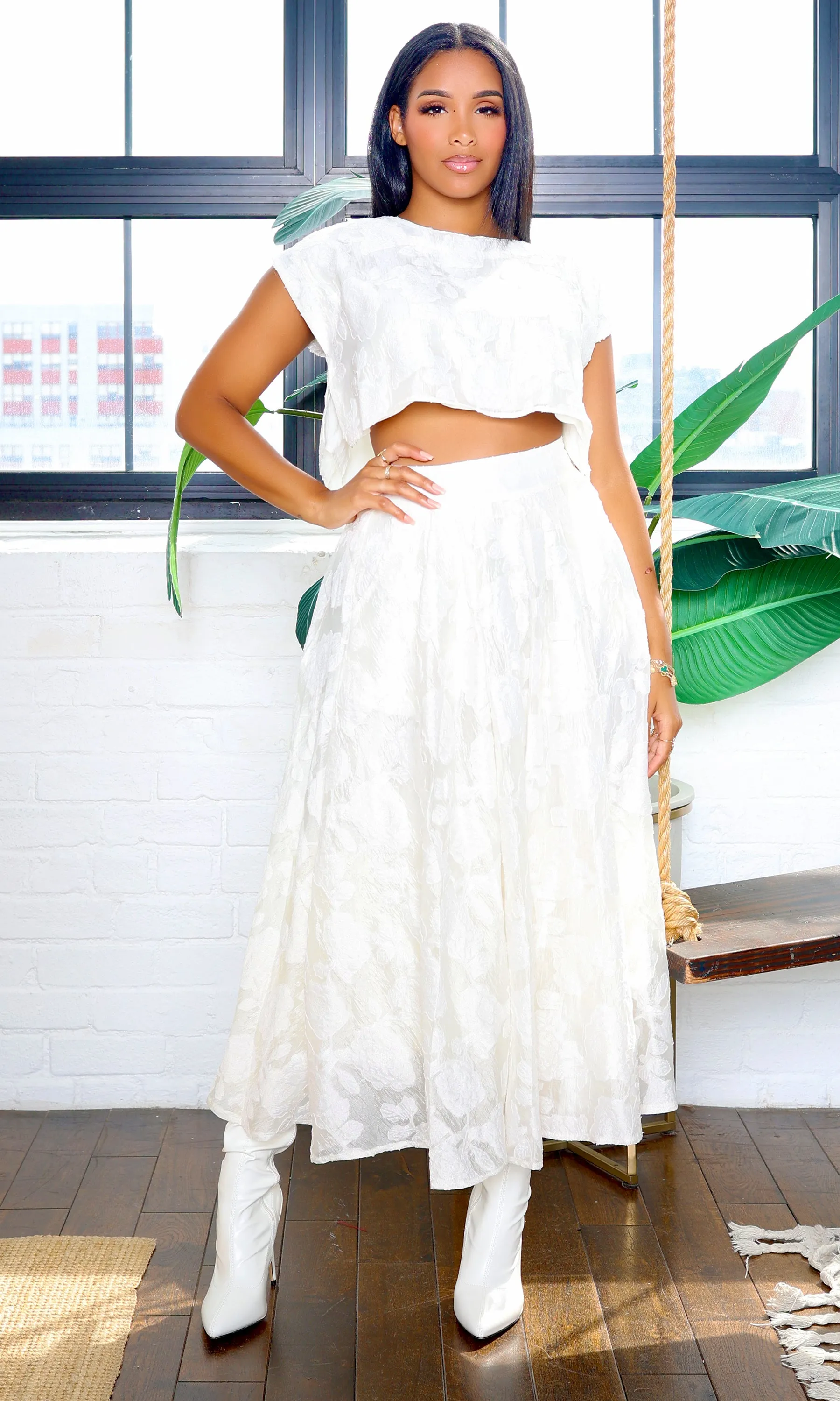 Paula | Perfect Crop Top and Midi Skirt Set - Cream sold by Cutely Covered product image thumbnail 3