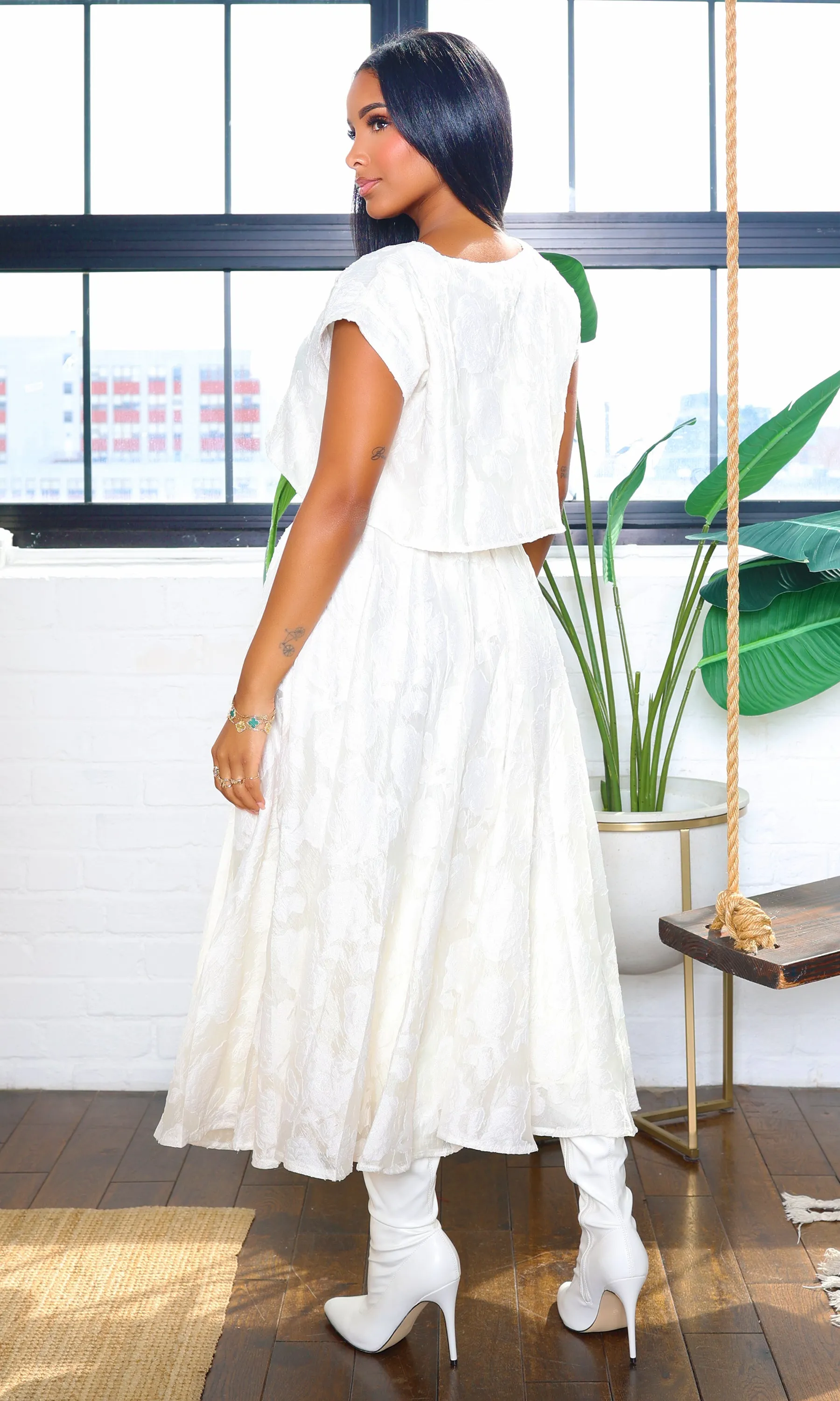 Paula | Perfect Crop Top and Midi Skirt Set - Cream sold by Cutely Covered product image thumbnail 4