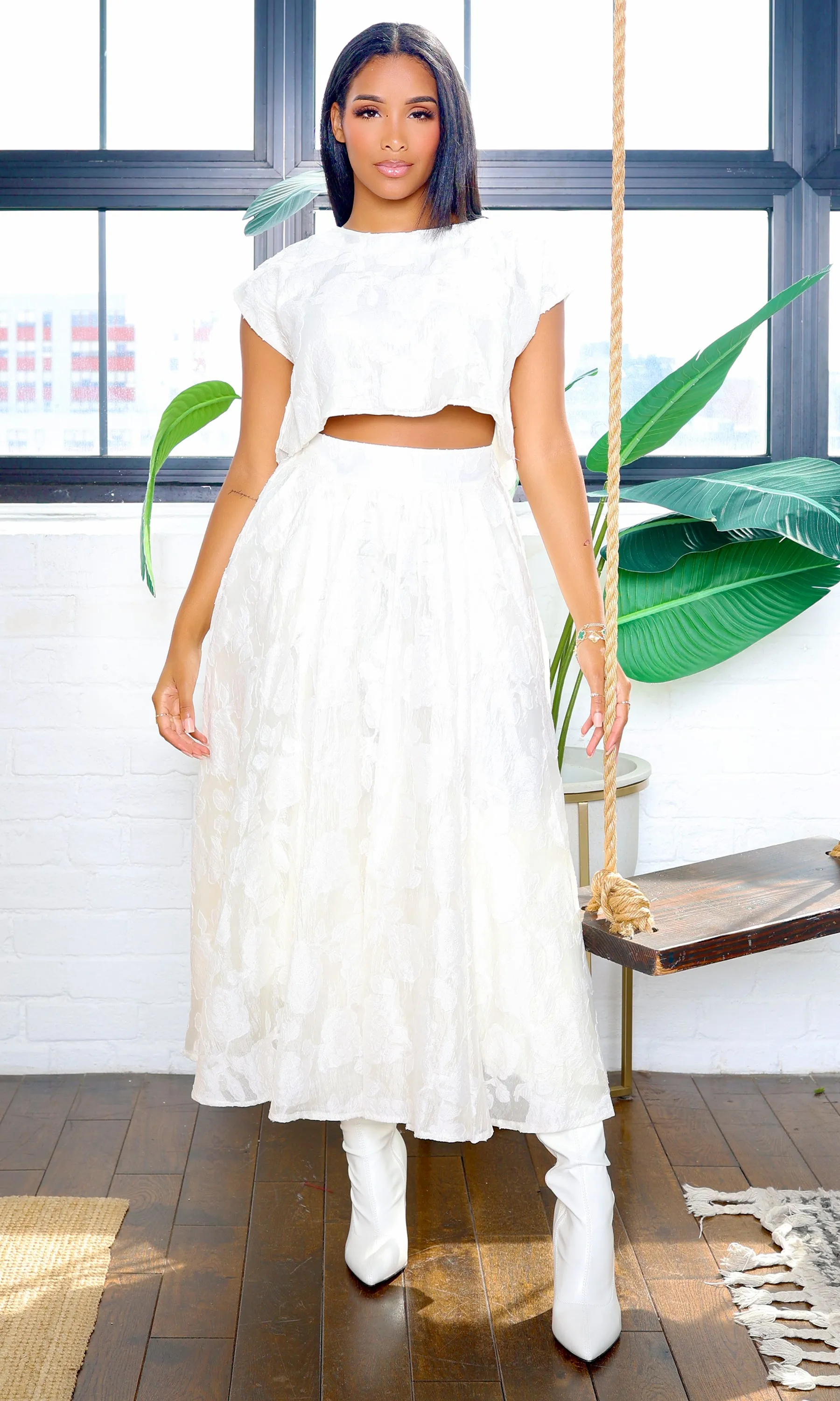 Paula | Perfect Crop Top and Midi Skirt Set - Cream sold by Cutely Covered product image thumbnail 5